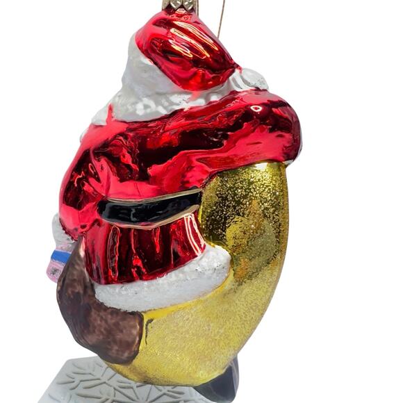 KURT ADLER Santa on Moon Xmas ornament Vintage Blown Glass Komozja Poland 2000 - Picture 5 of 14